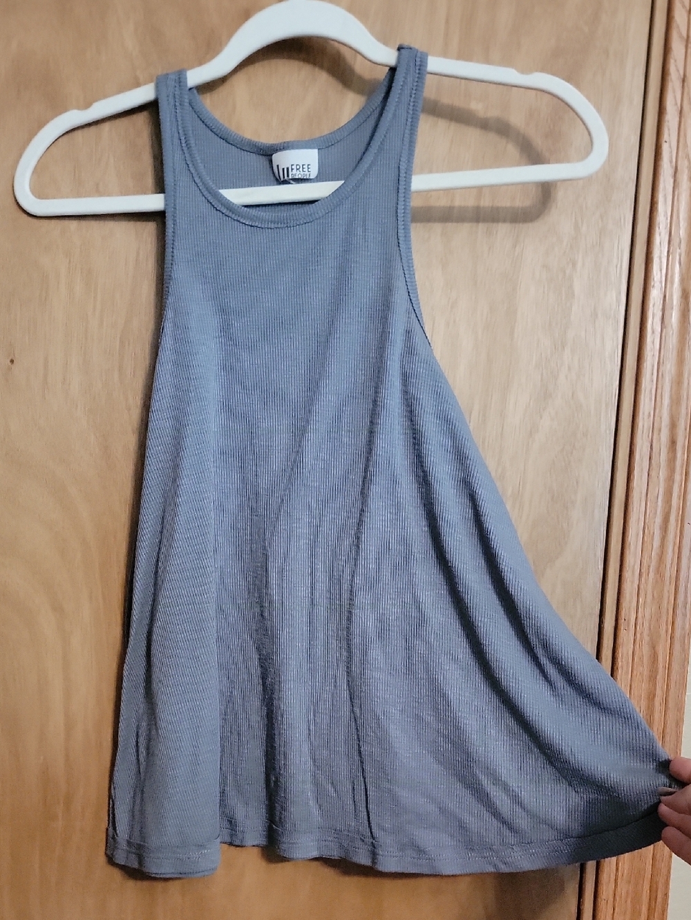 Free People Light Blue Ribbed A-Line Tank